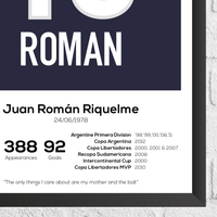 Juan Roman Riquelme Legend Stats Print