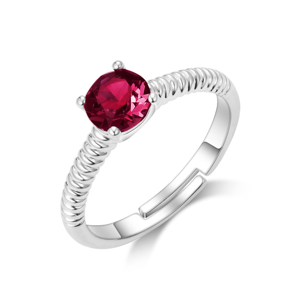 Red Adjustable Crystal Ring Created with Zircondia® Crystals