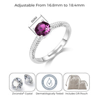 Purple Adjustable Crystal Ring Created with Zircondia® Crystals