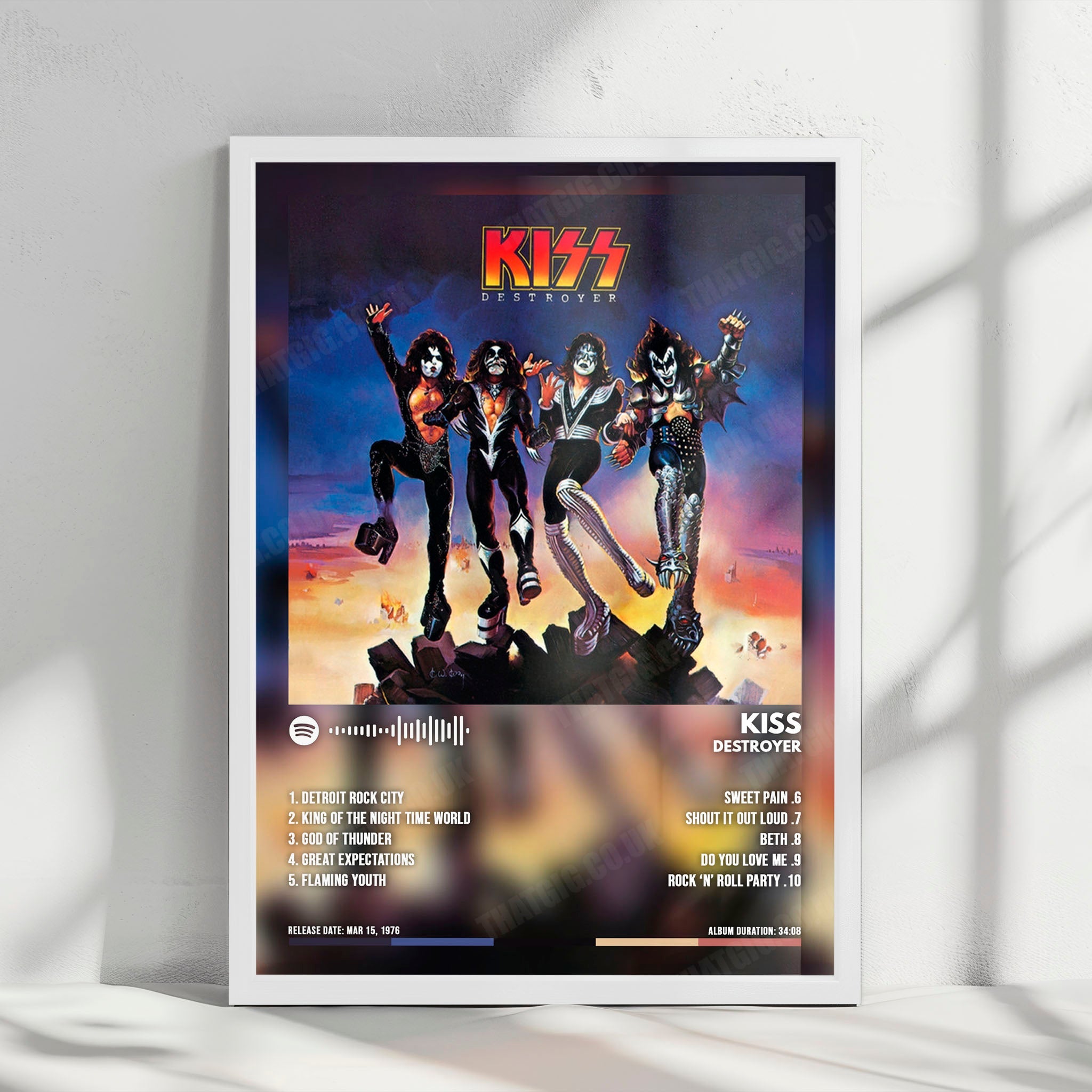 Kiss "Destroyer" Album Cover Poster - with Complete Tracklist