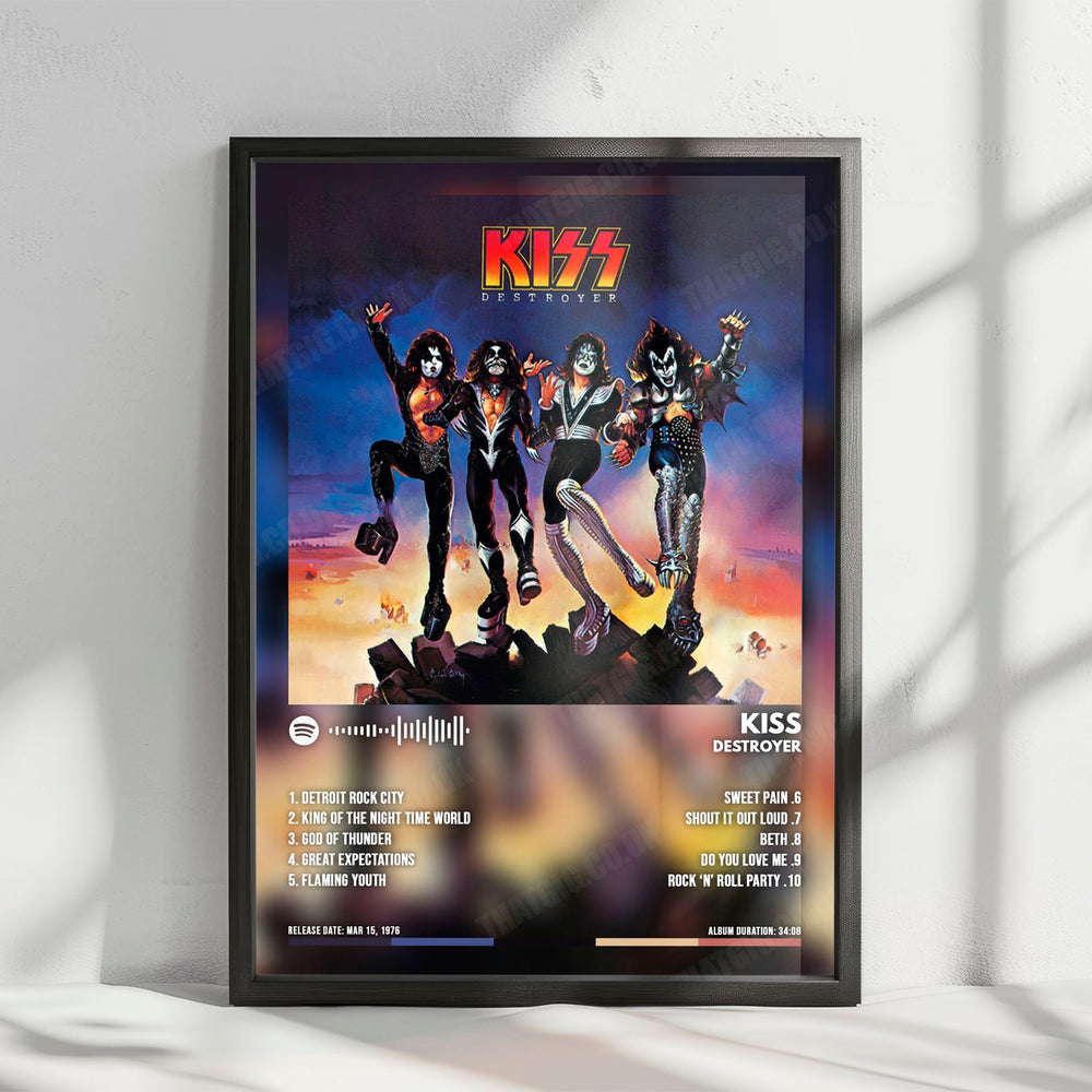 Kiss "Destroyer" Album Cover Poster - with Complete Tracklist