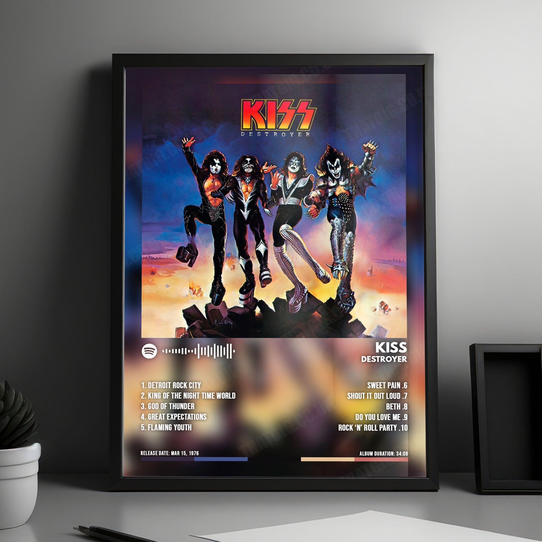 Kiss "Destroyer" Album Cover Poster - with Complete Tracklist