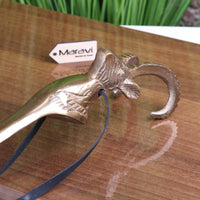 Kaisa Ram's Head Antique Gold Shoe Horn for Stylish and Effortless Wear