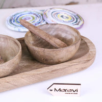 Karuna Mango Wood Serving Bowl Set of 3 with Tray