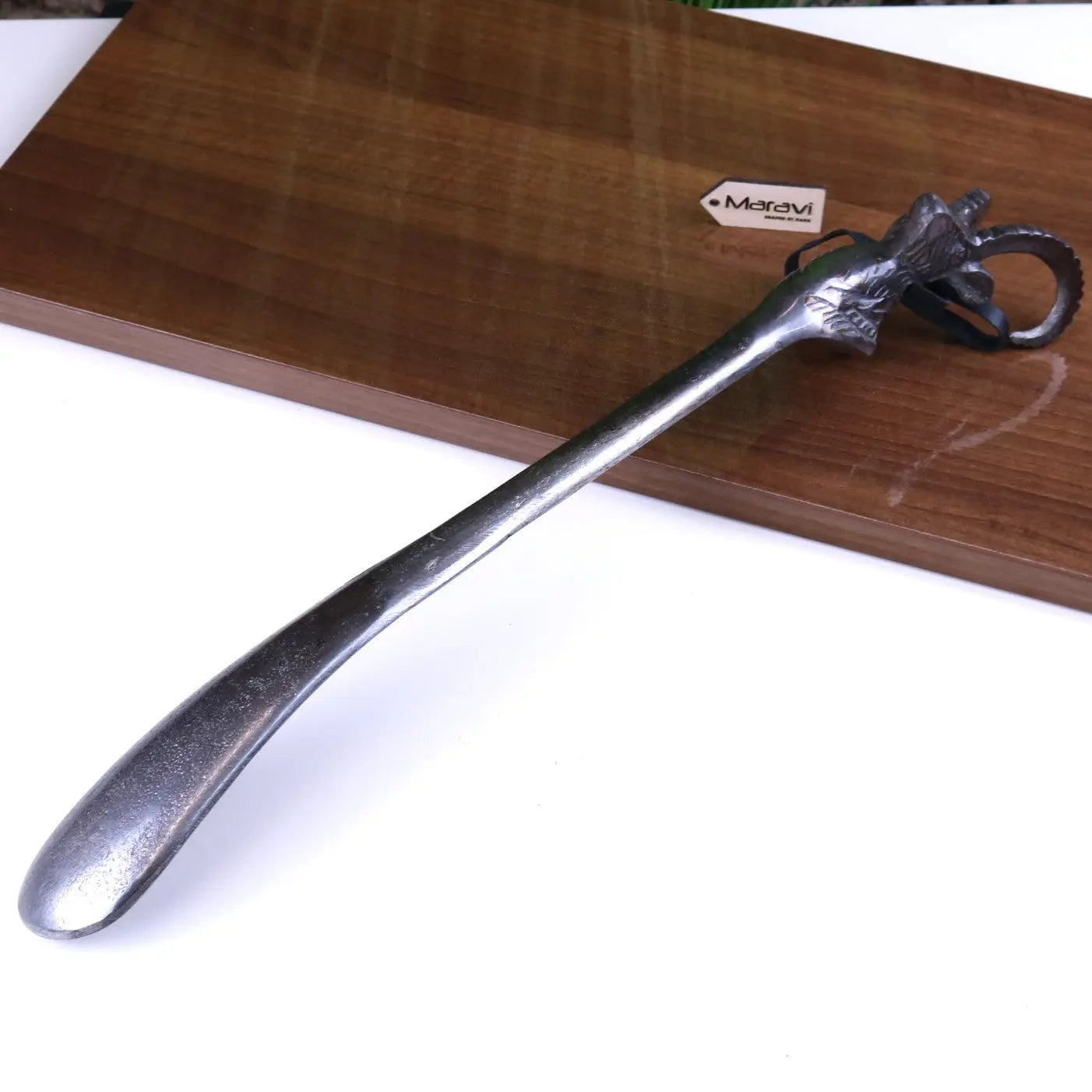 Kasha Ram's Head Antique Style Shoe Horn in Gunmetal Finish
