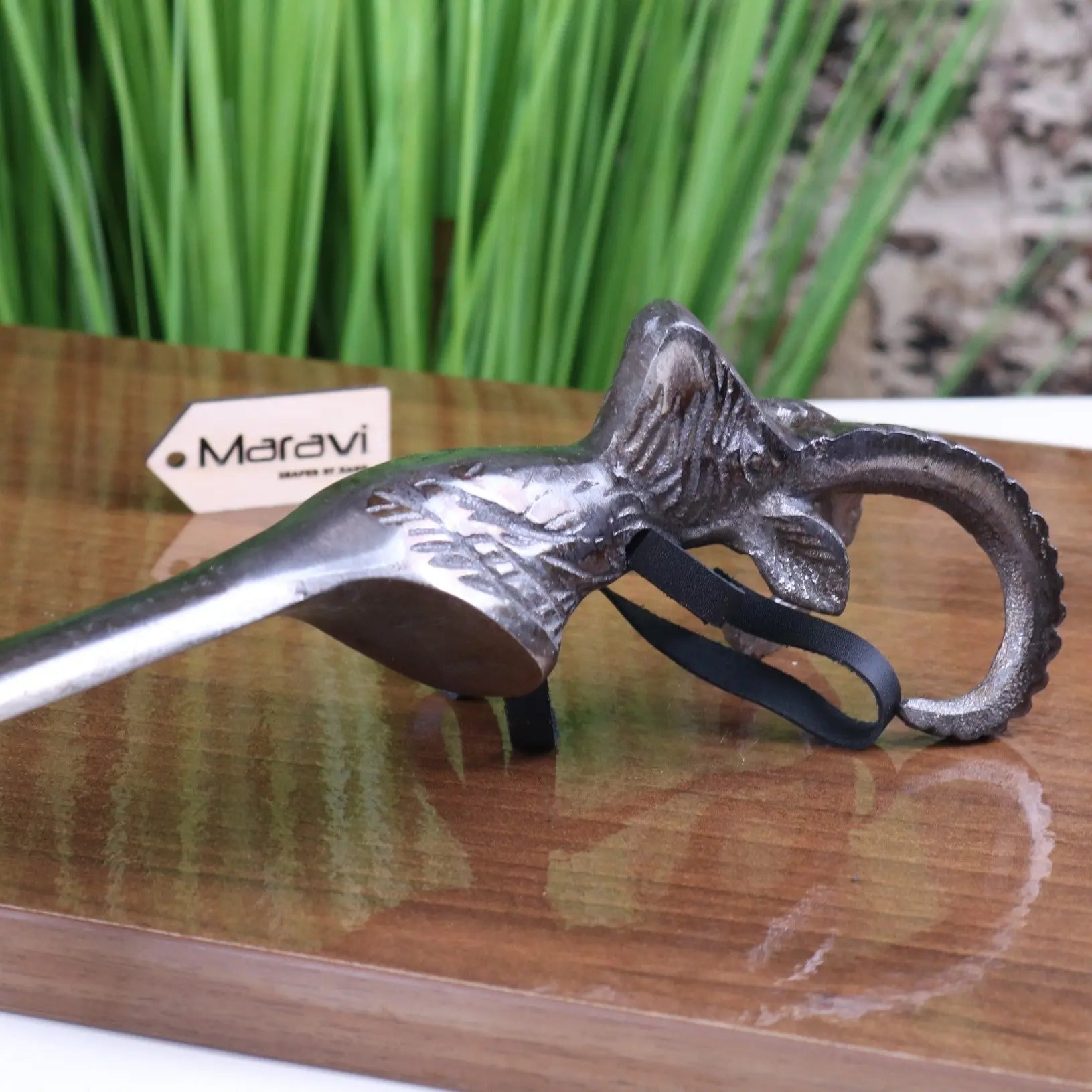 Kasha Ram's Head Antique Style Shoe Horn in Gunmetal Finish