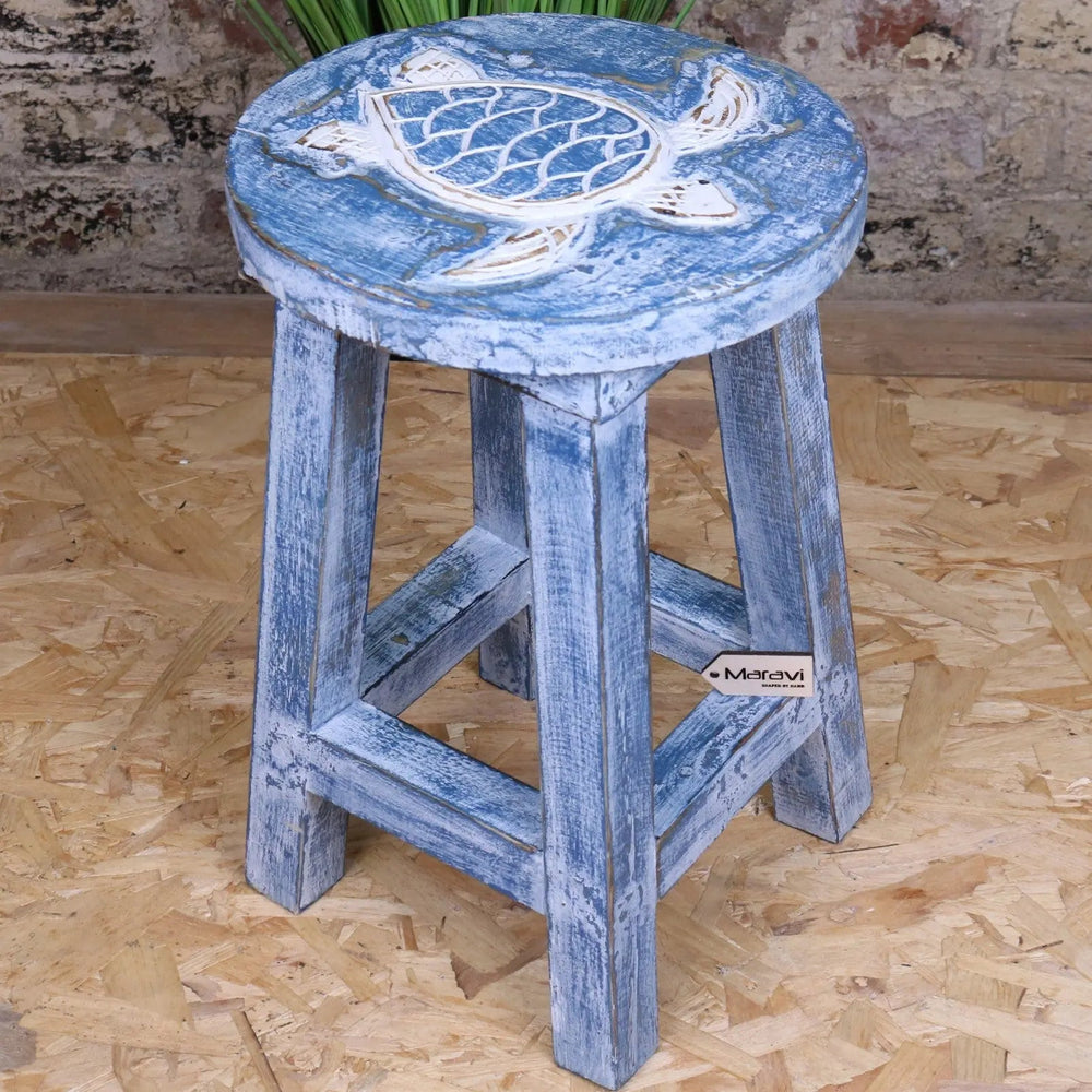 Kavi Kids Wooden Turtle Stool 25cm – Handcrafted Charm for Playrooms and Nurseries