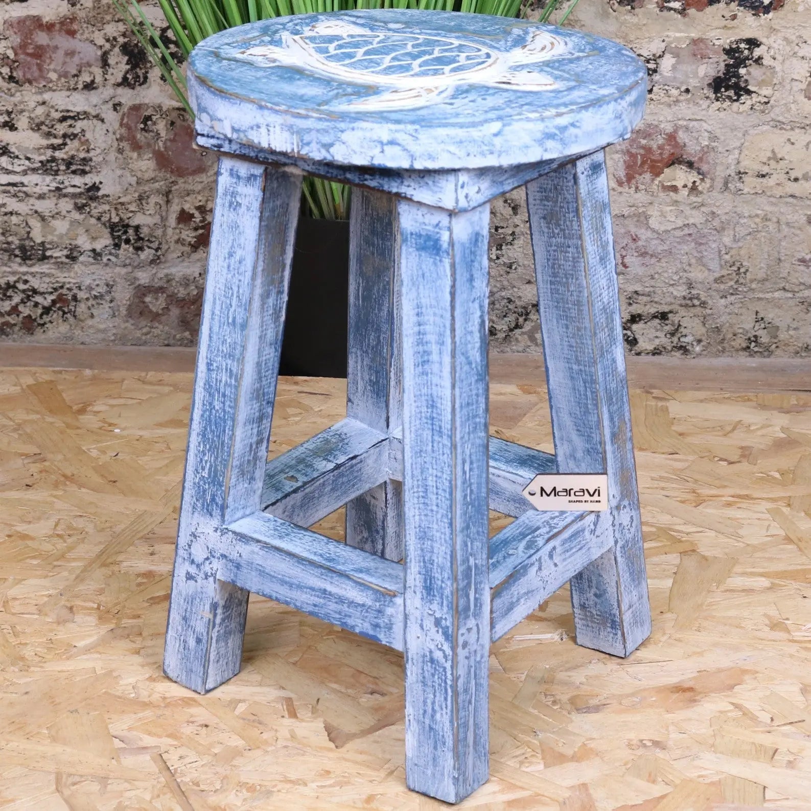 Kavi Kids Wooden Turtle Stool 25cm – Handcrafted Charm for Playrooms and Nurseries