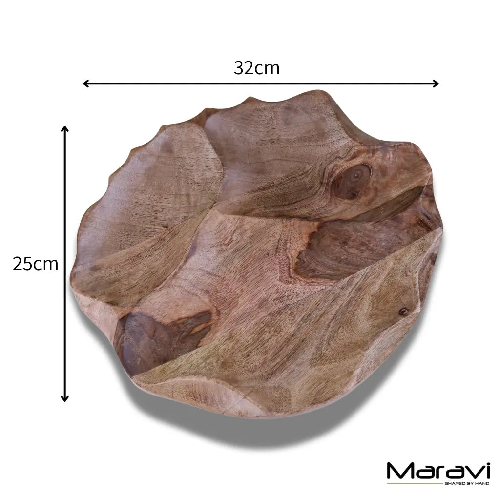 Kavira Handcrafted Divided Serving Dish in Sustainable Mango Wood
