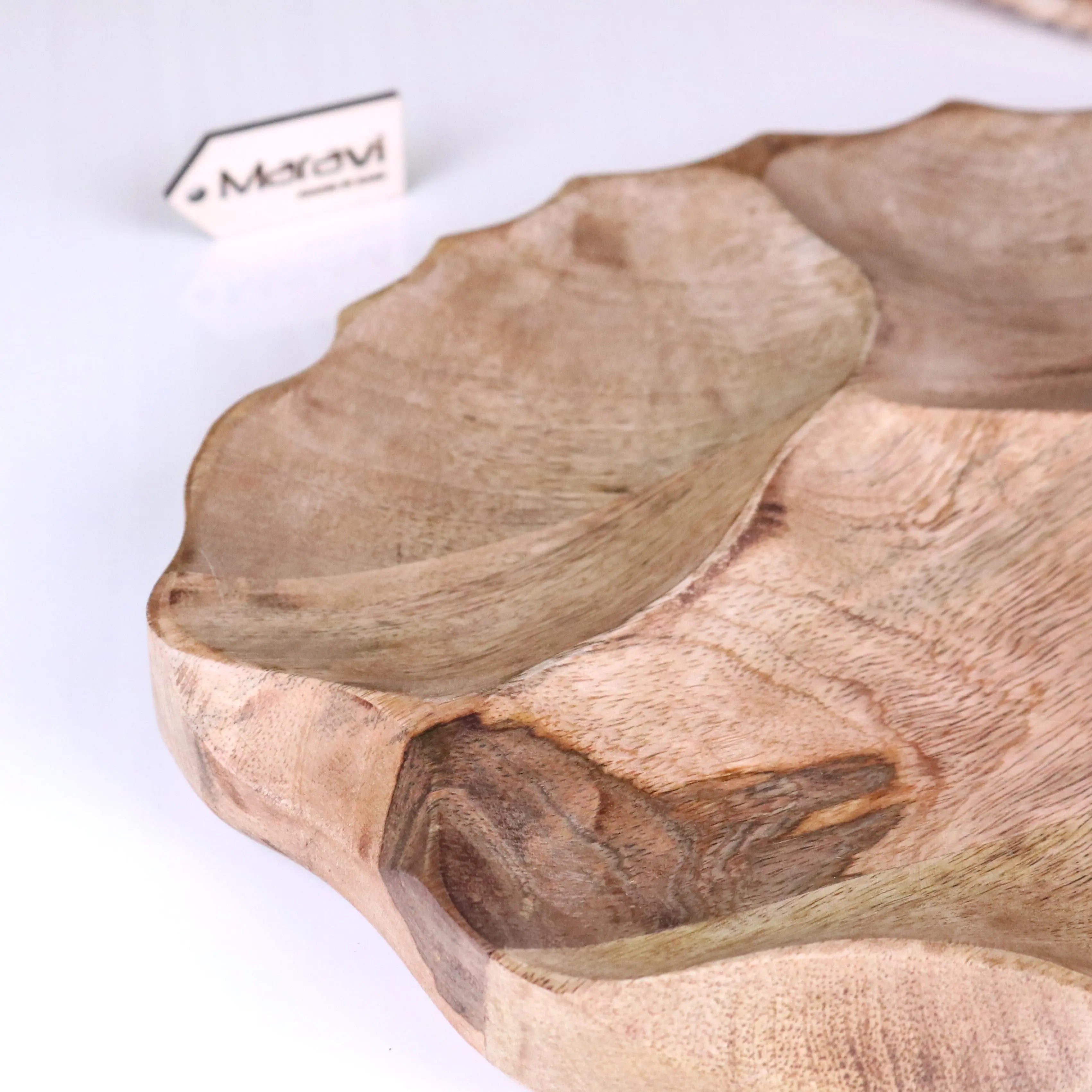 Kavira Handcrafted Divided Serving Dish in Sustainable Mango Wood