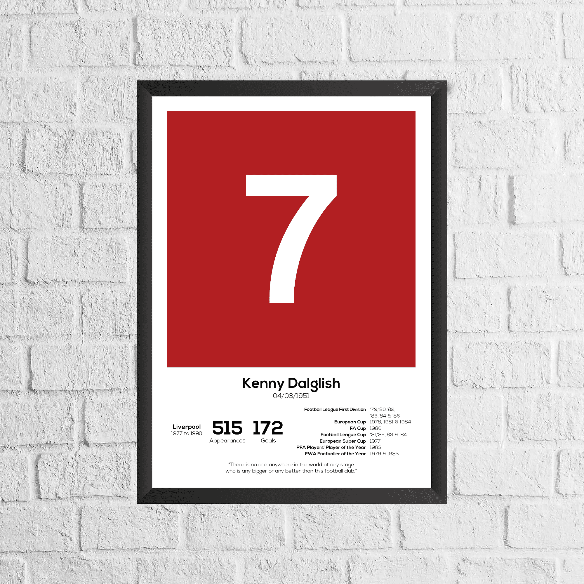 Kenny Dalglish Legend Stats Print