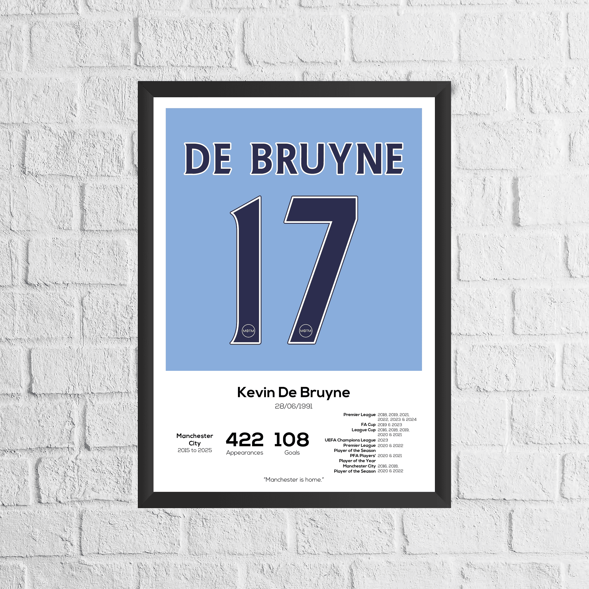 Kevin De Bruyne Legend Stats Print