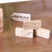 Kumari Handcrafted Wooden Domino Set with Brass Inlays and Storage Box