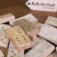 Kumari Handcrafted Wooden Domino Set with Brass Inlays and Storage Box