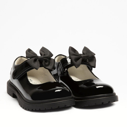 Miss LK by Lelli Kelly Junior Girls Patent Masie Black Girls Bow School Shoes