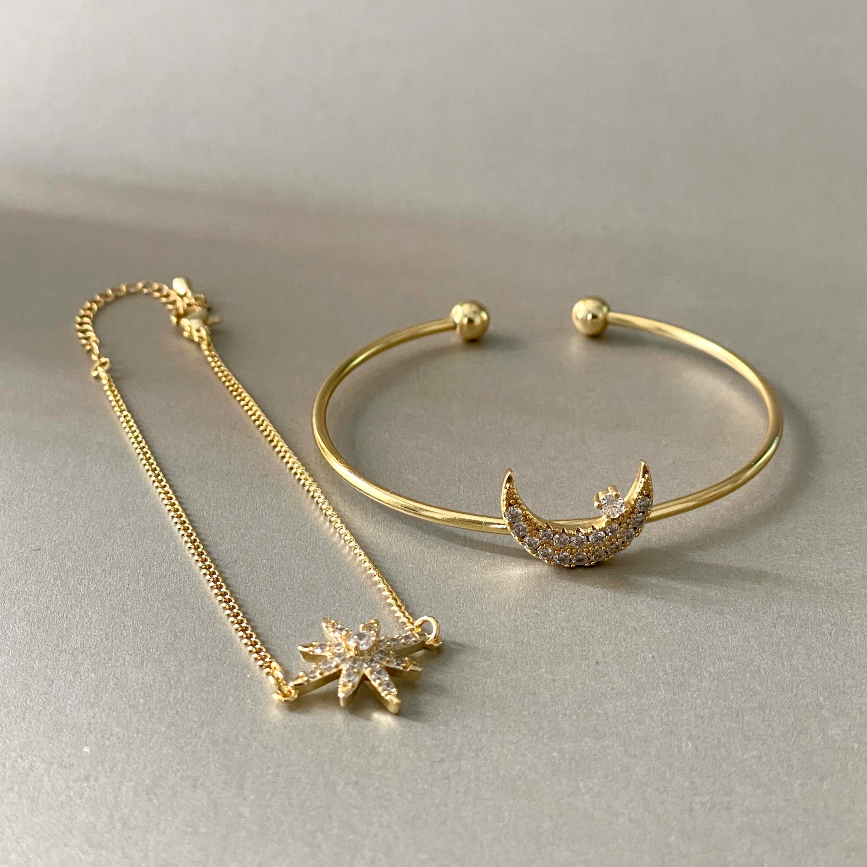 Laila Luxe 18k Gold Plated Celestial Bracelet Set