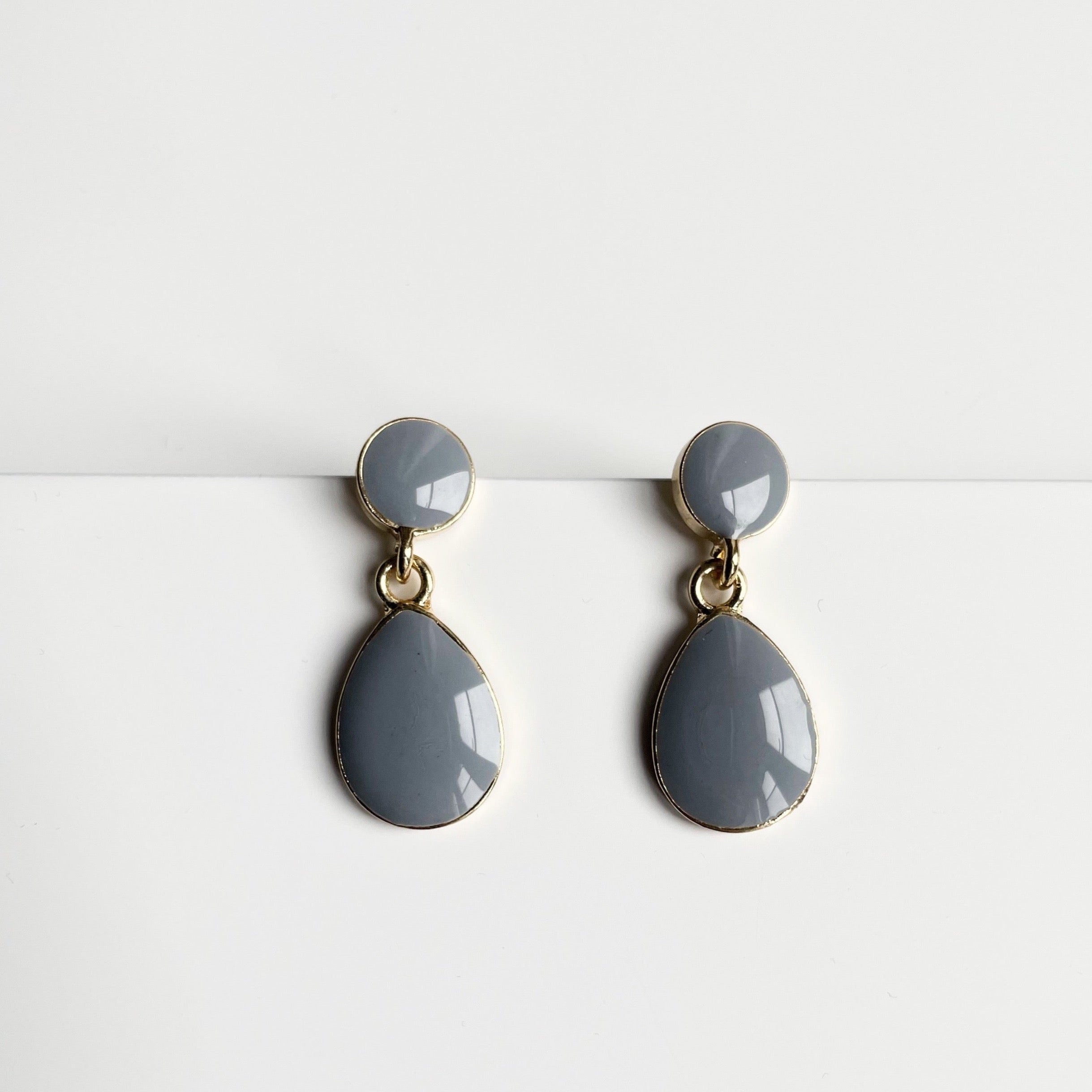 Terra Grey Enamel Drop Earrings