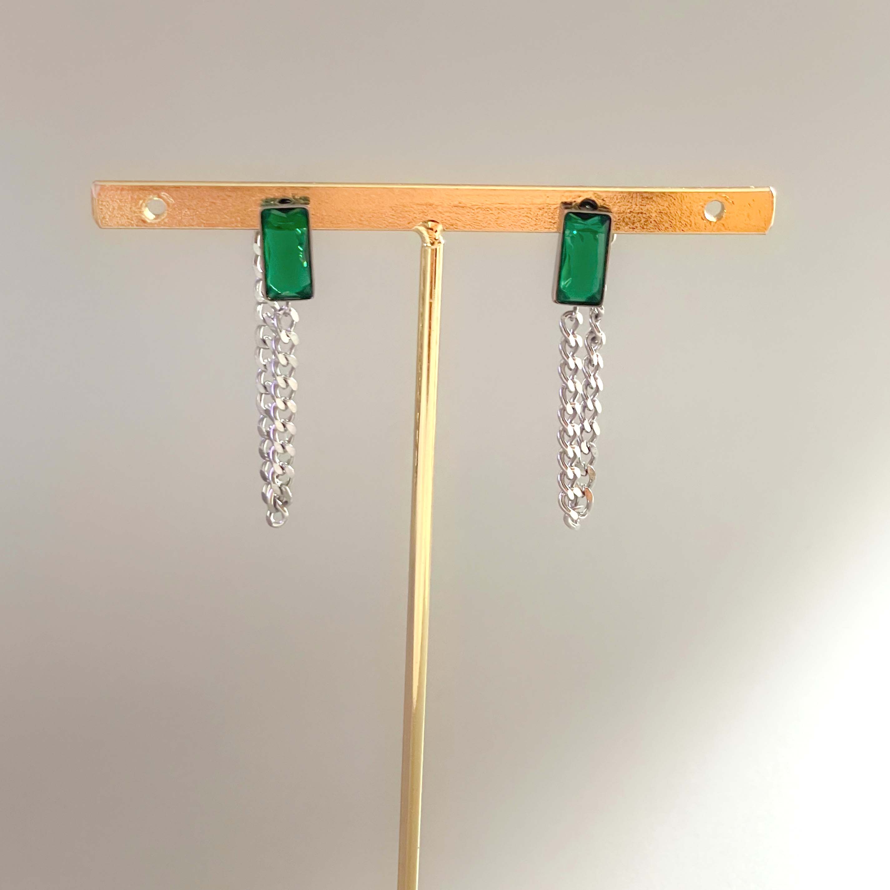 Serenity Luxe Silver Tone Jewelled Chain Earrings