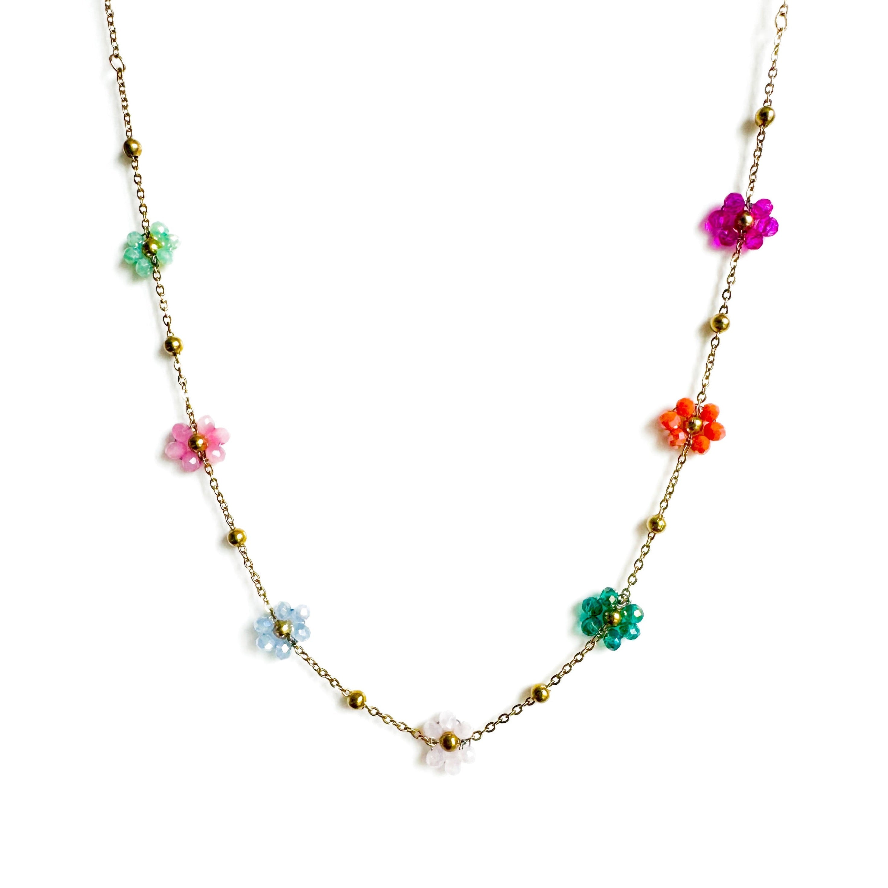 Lucy Multicoloured Beaded Flower Necklace