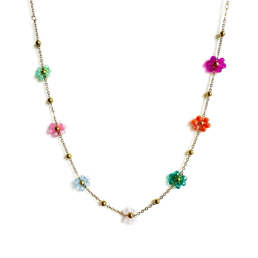 Lucy Multicoloured Beaded Flower Necklace