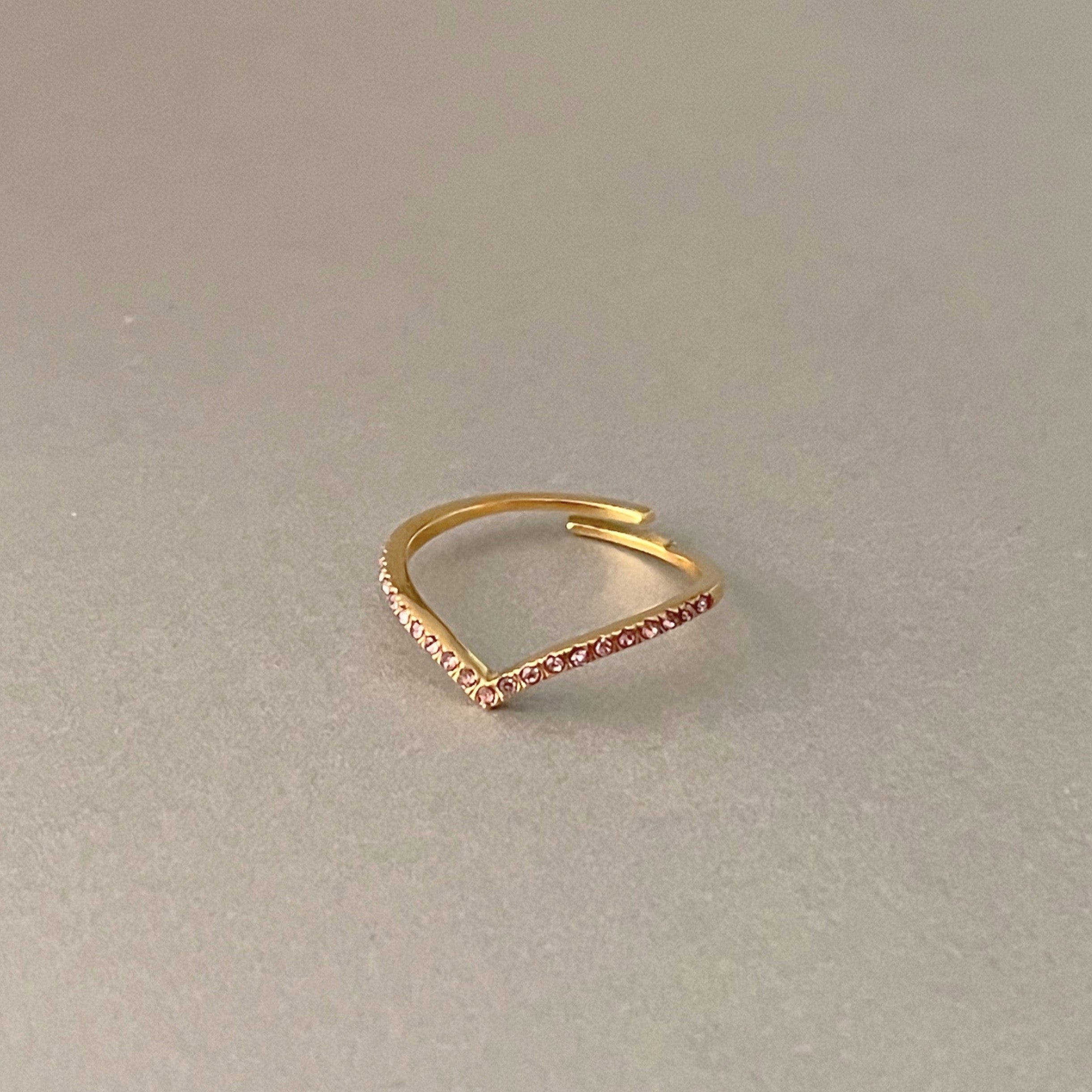 Marina Luxe 18k Gold Plated Skinny Rose Wishbone Ring