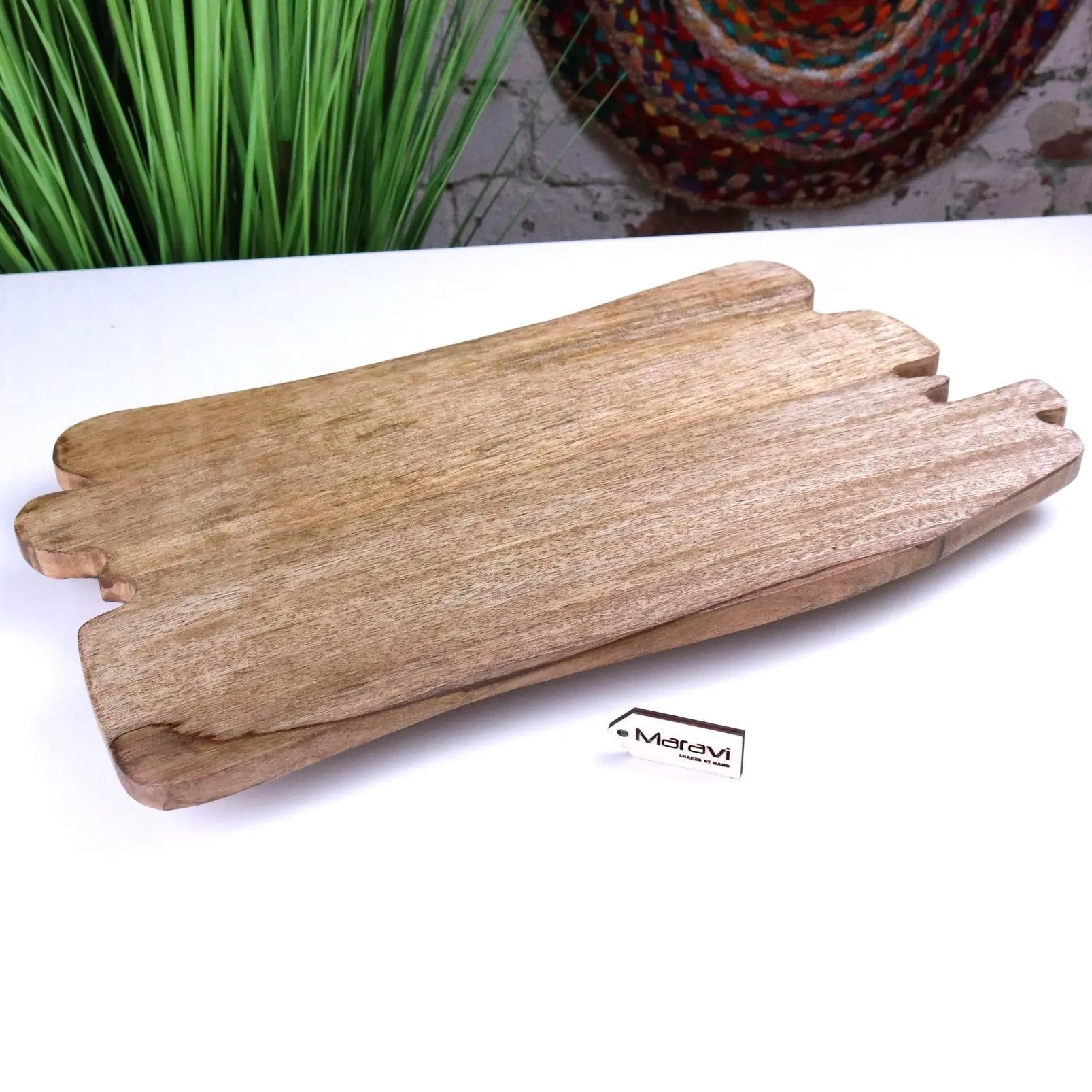 Lakora Handmade Mango Wood Serving Board - 45cm Rustic Charm