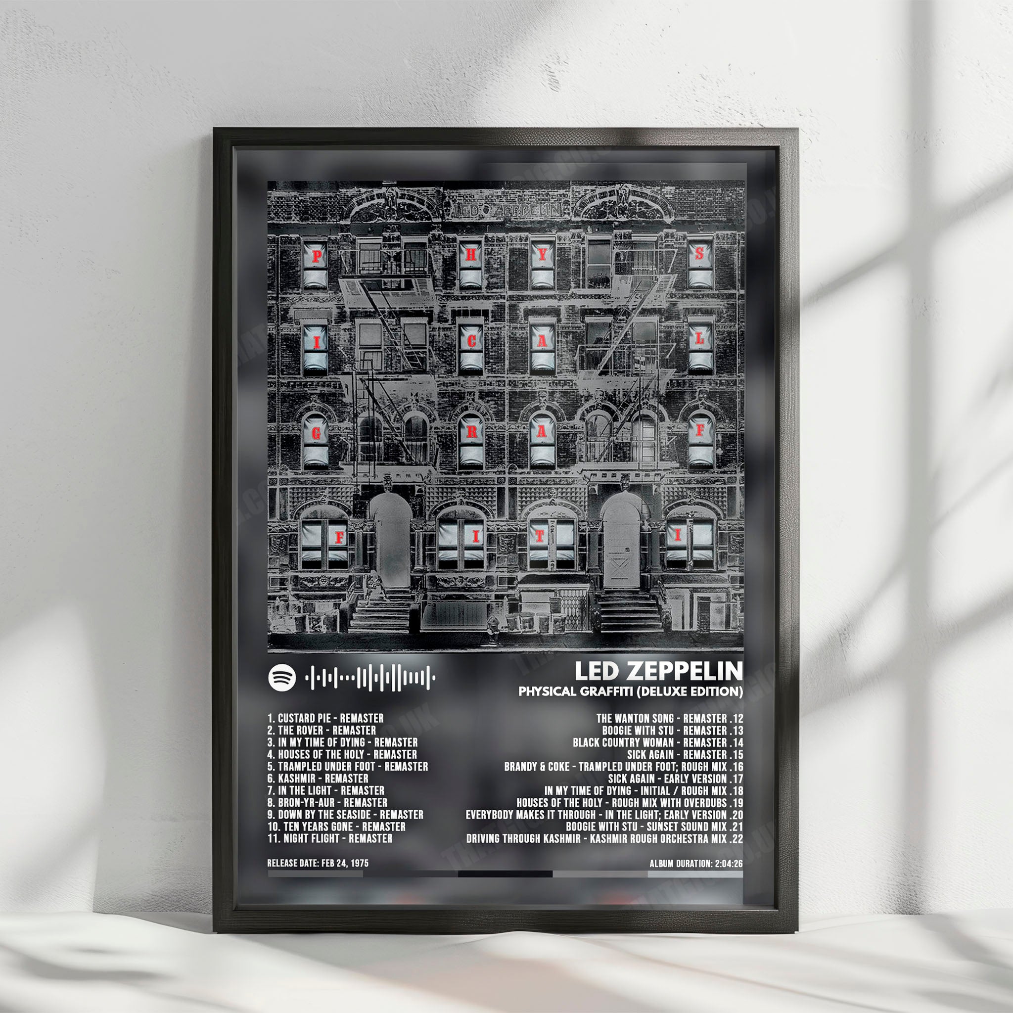 Led Zeppelin "Physical Graffiti" Album Cover Poster - with Complete Tracklist