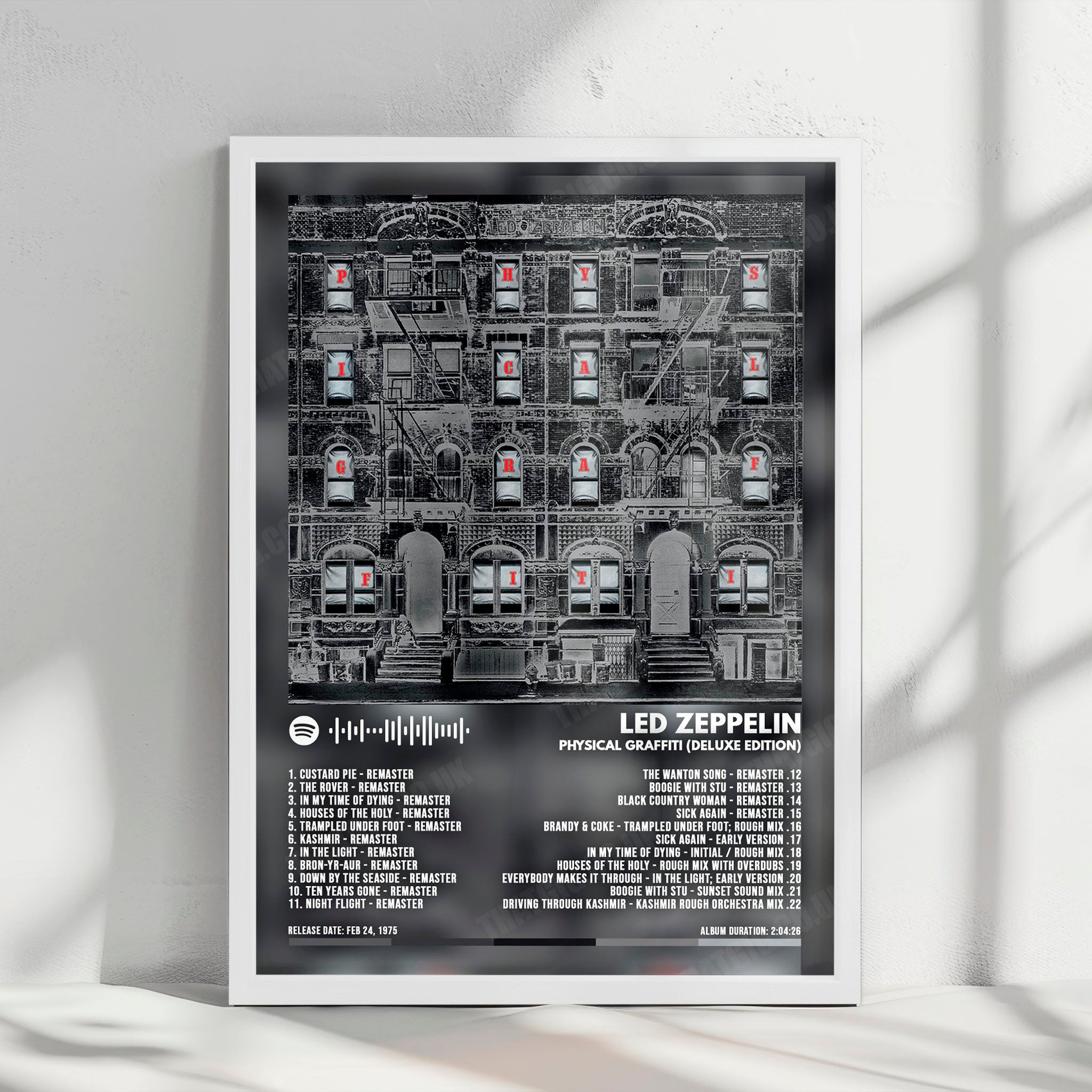 Led Zeppelin "Physical Graffiti" Album Cover Poster - with Complete Tracklist