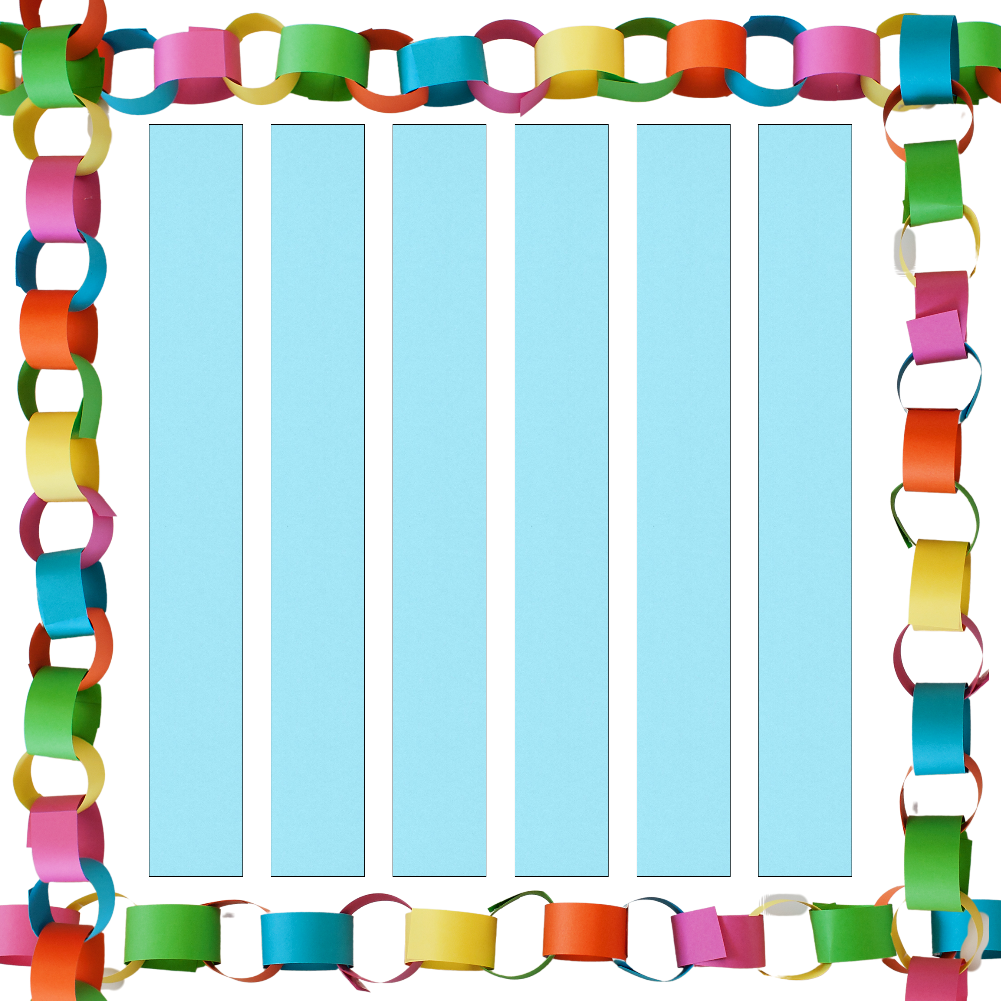 Light Blue Paper Chain Card Strips. 5 Meter / 16 Feet Long. Wedding Party Decor