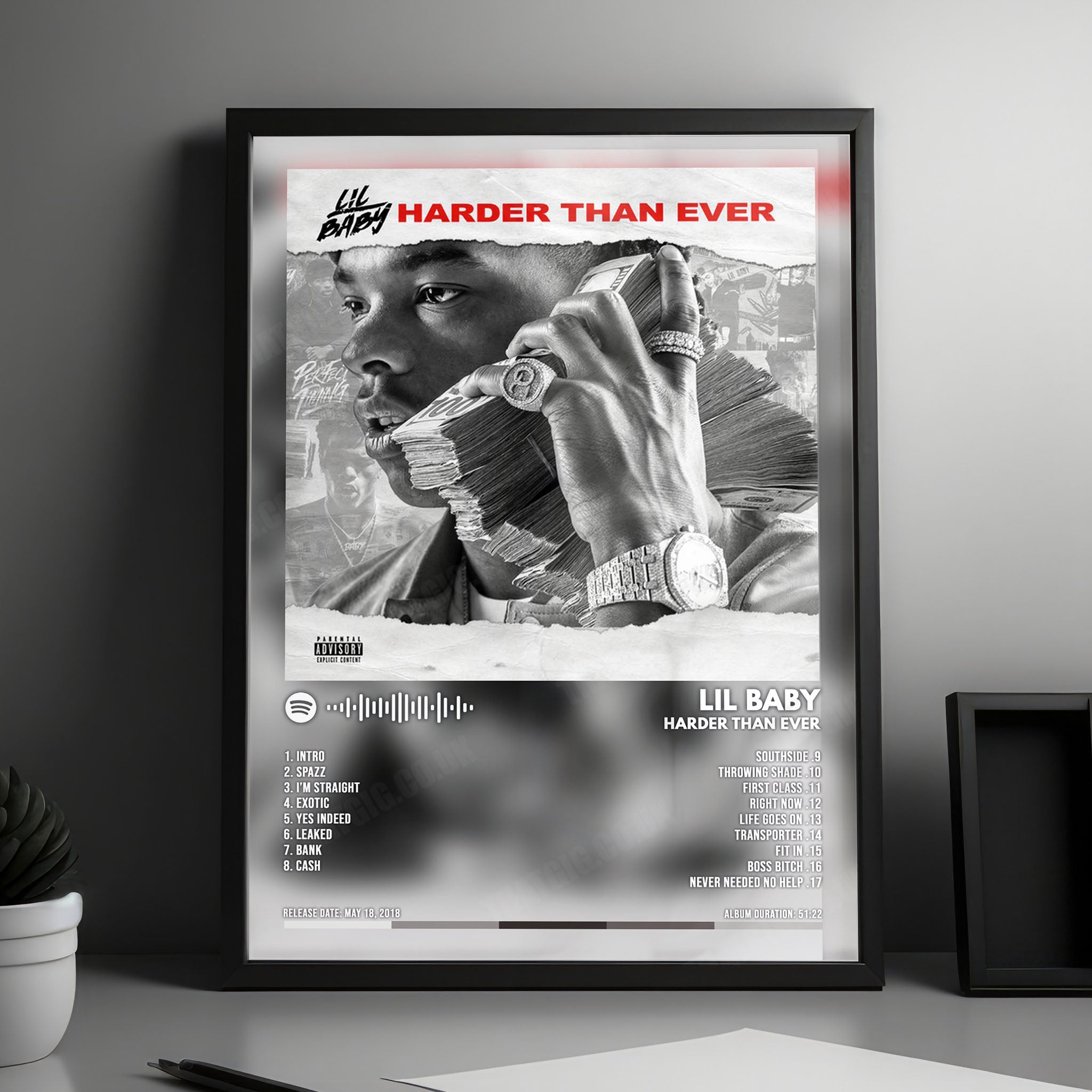 Lil Baby "Harder Than Ever" Album Cover Poster - with Complete Tracklist