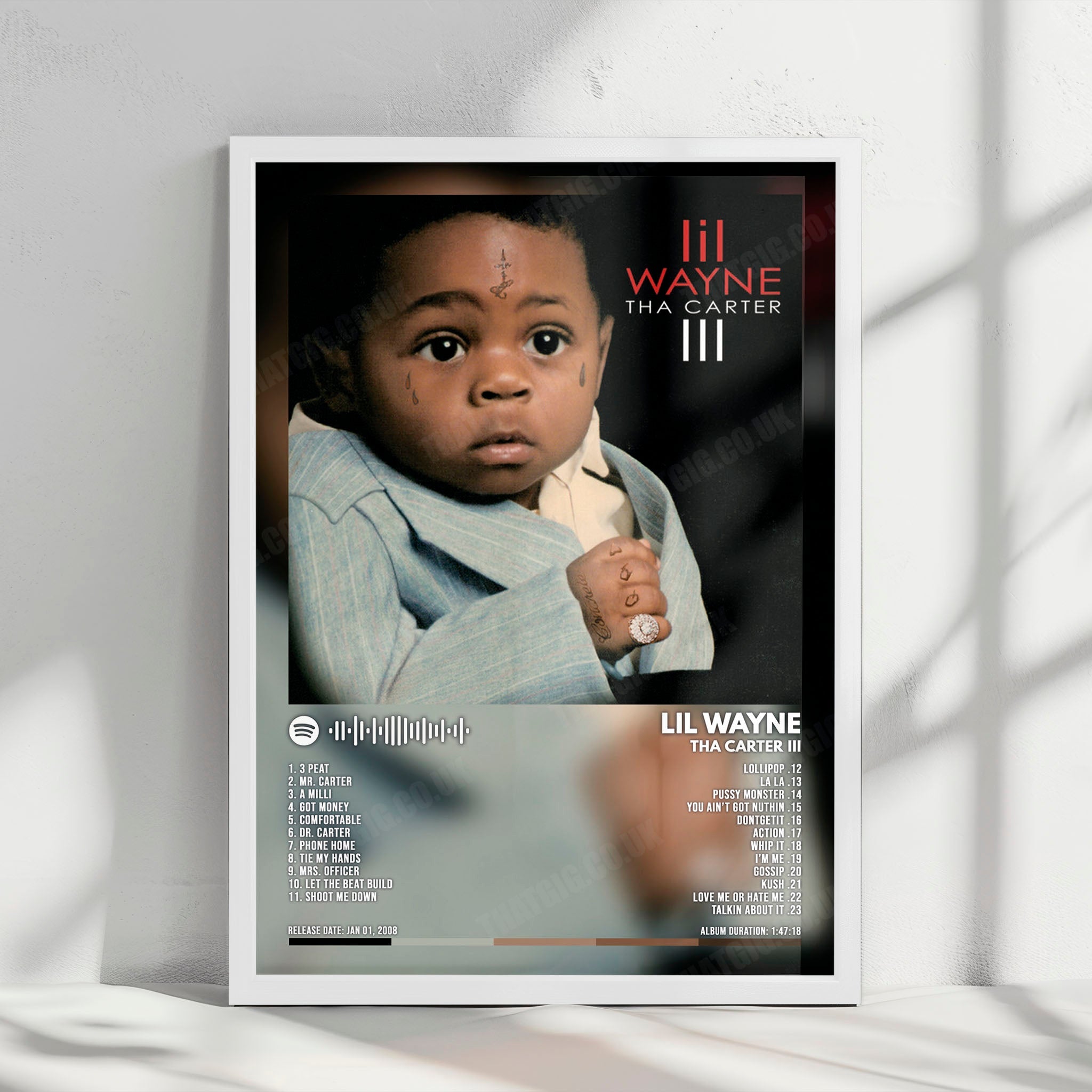Lil Wayne "Tha Carter III" Album Cover Poster - with Complete Tracklist