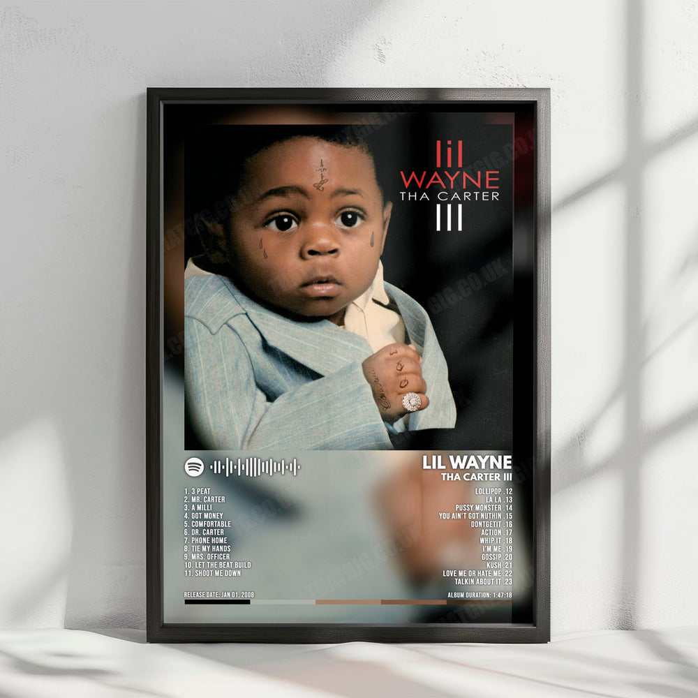 Lil Wayne "Tha Carter III" Album Cover Poster - with Complete Tracklist