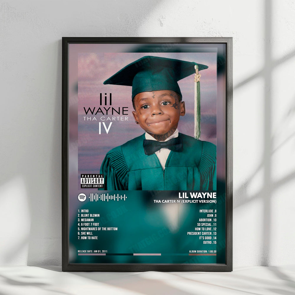 Lil Wayne "Tha Carter IV" Album Cover Poster - with Complete Tracklist
