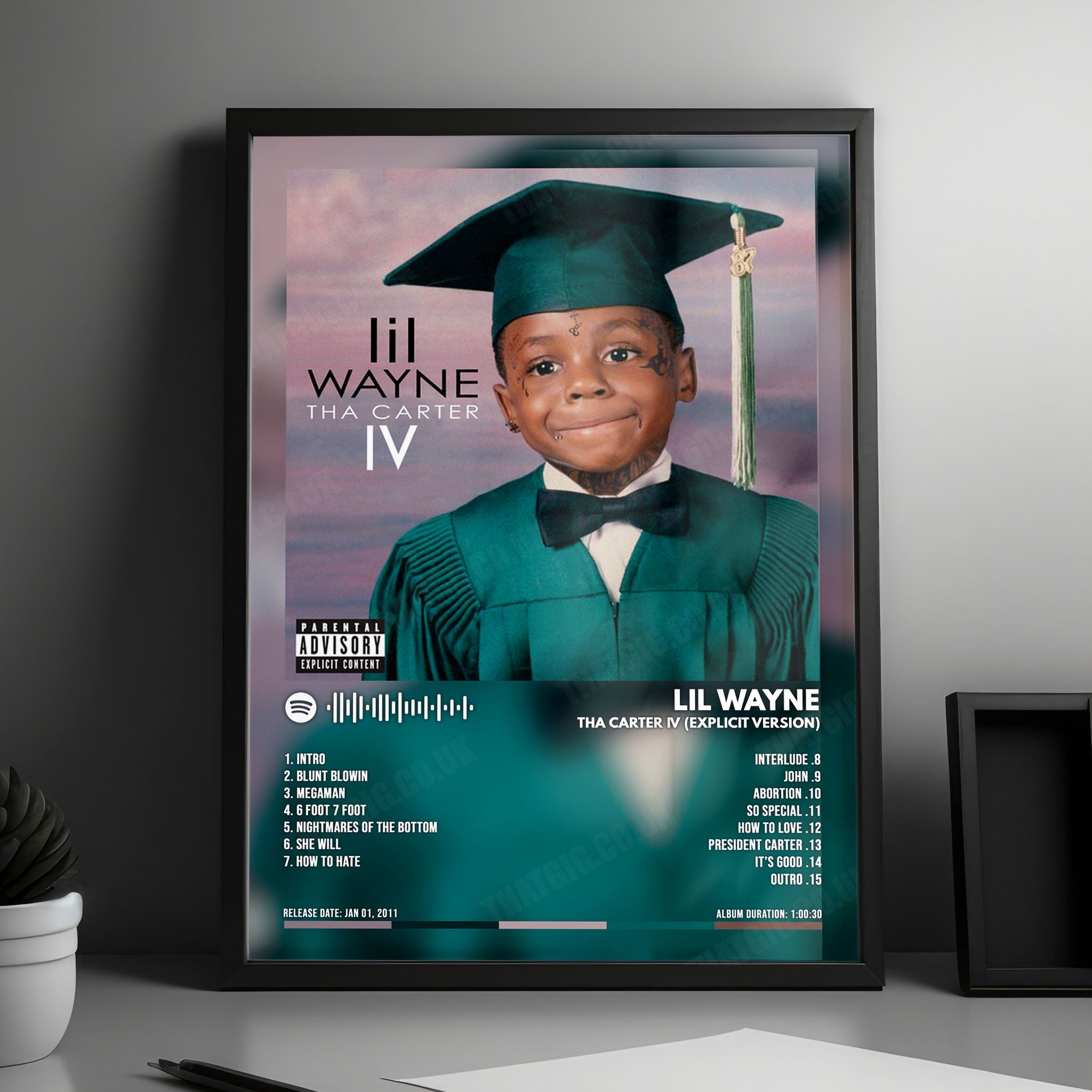 Lil Wayne "Tha Carter IV" Album Cover Poster - with Complete Tracklist
