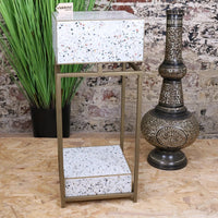 Lira Terrazzo Side Table with Antique Brass Frame