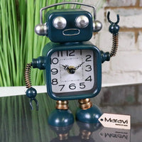 Lomita Retro Robot Desk Clock with Teal Finish