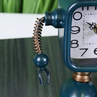 Lomita Retro Robot Desk Clock with Teal Finish