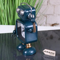 Lomita Retro Robot Desk Clock with Teal Finish