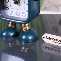 Lomita Retro Robot Desk Clock with Teal Finish