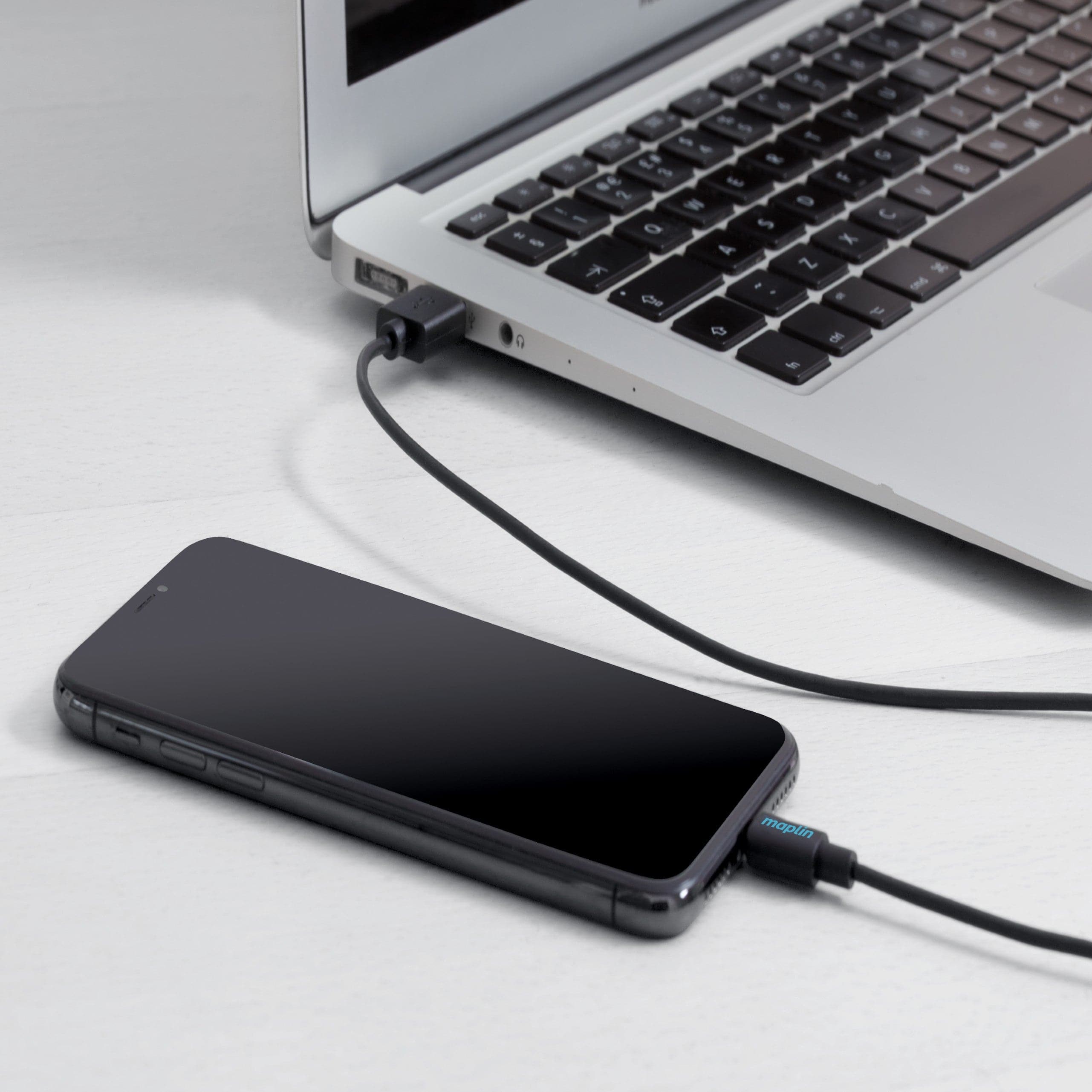 Maplin Lightning to USB-A Cable - Black, 0.5m