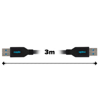 Maplin USB-A 3.0 to USB-A 3.0 Super Speed 5Gbps Cable - Black, 3m