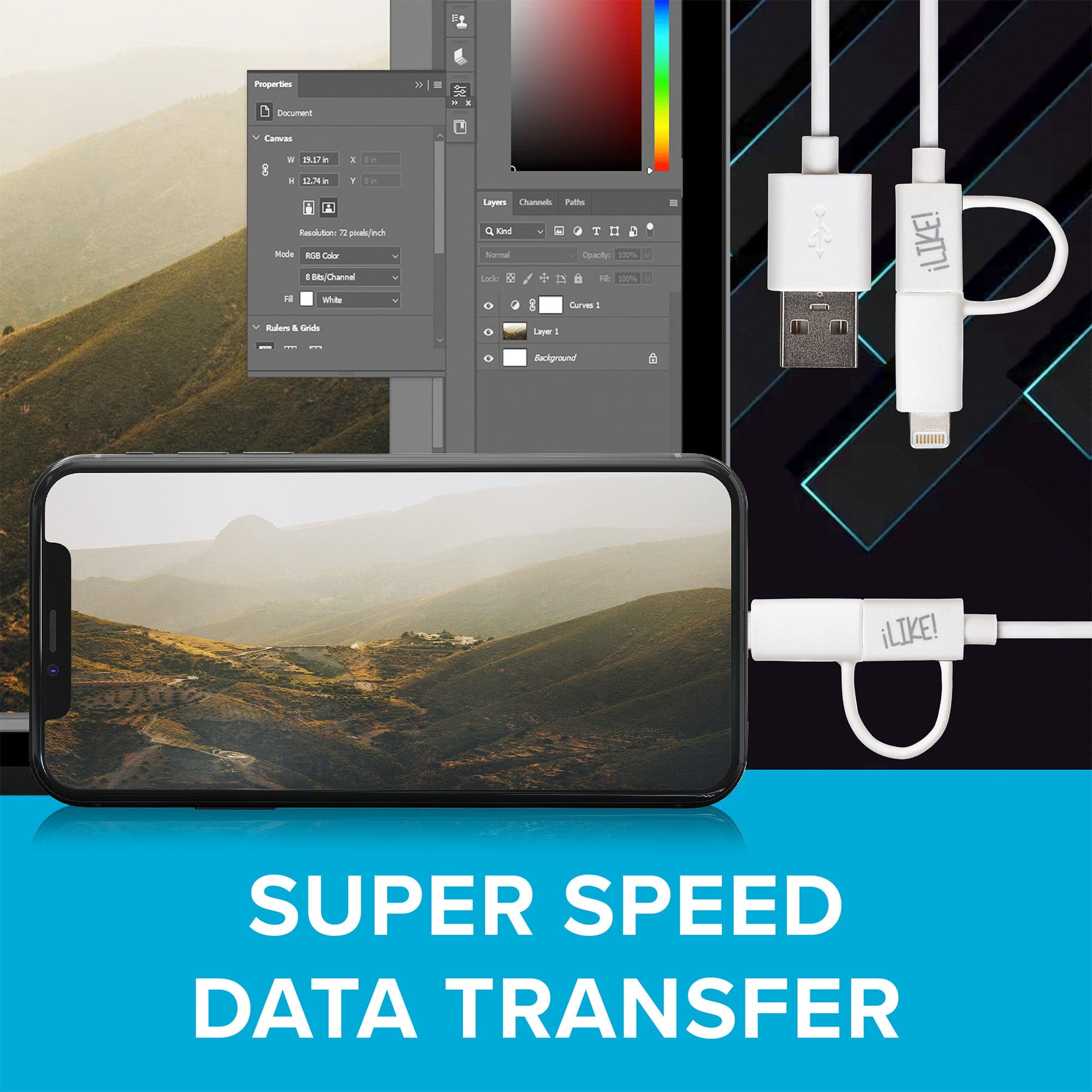 Maplin USB-A to 2-in-1 Multi-Charging Lightning & Micro USB Cable - White, 1m