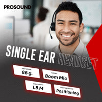 ProSound Single Ear Mono USB-C Headset Boom Microphone Noise Cancellation