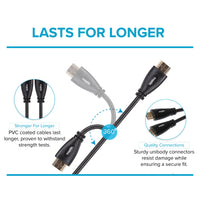 Maplin Thin HDMI to HDMI 4K Ultra HD Cable with Ethernet & Gold Connectors - Black, 3m