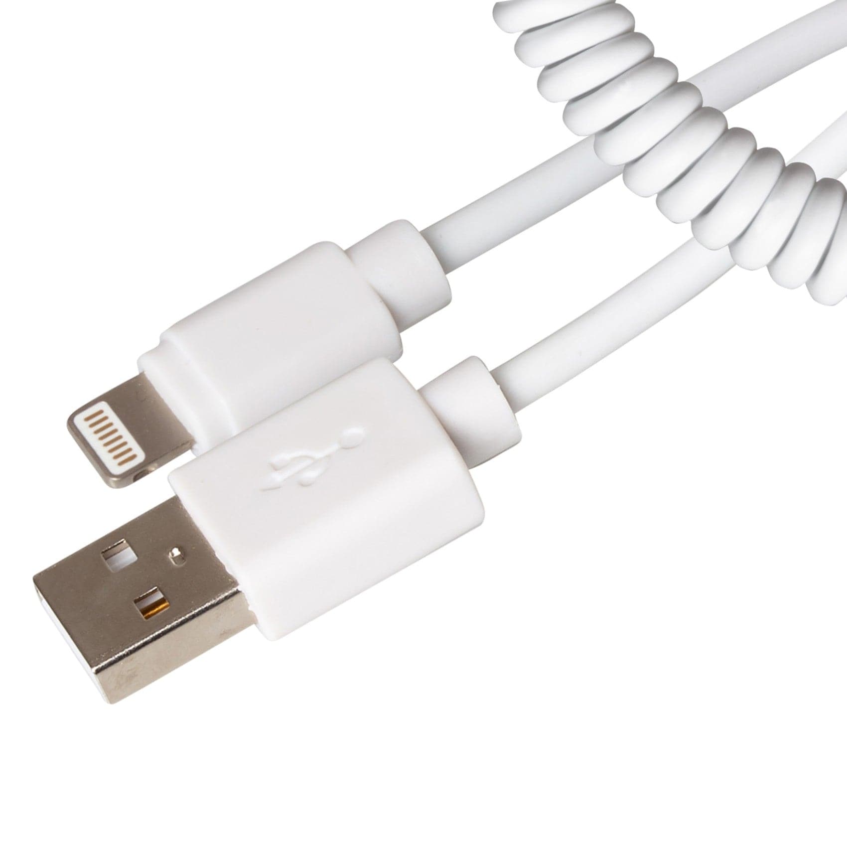 Maplin Premium Apple MFI Certified Lightning to USB-A 2.0 Coiled Cable - White, 0.5m