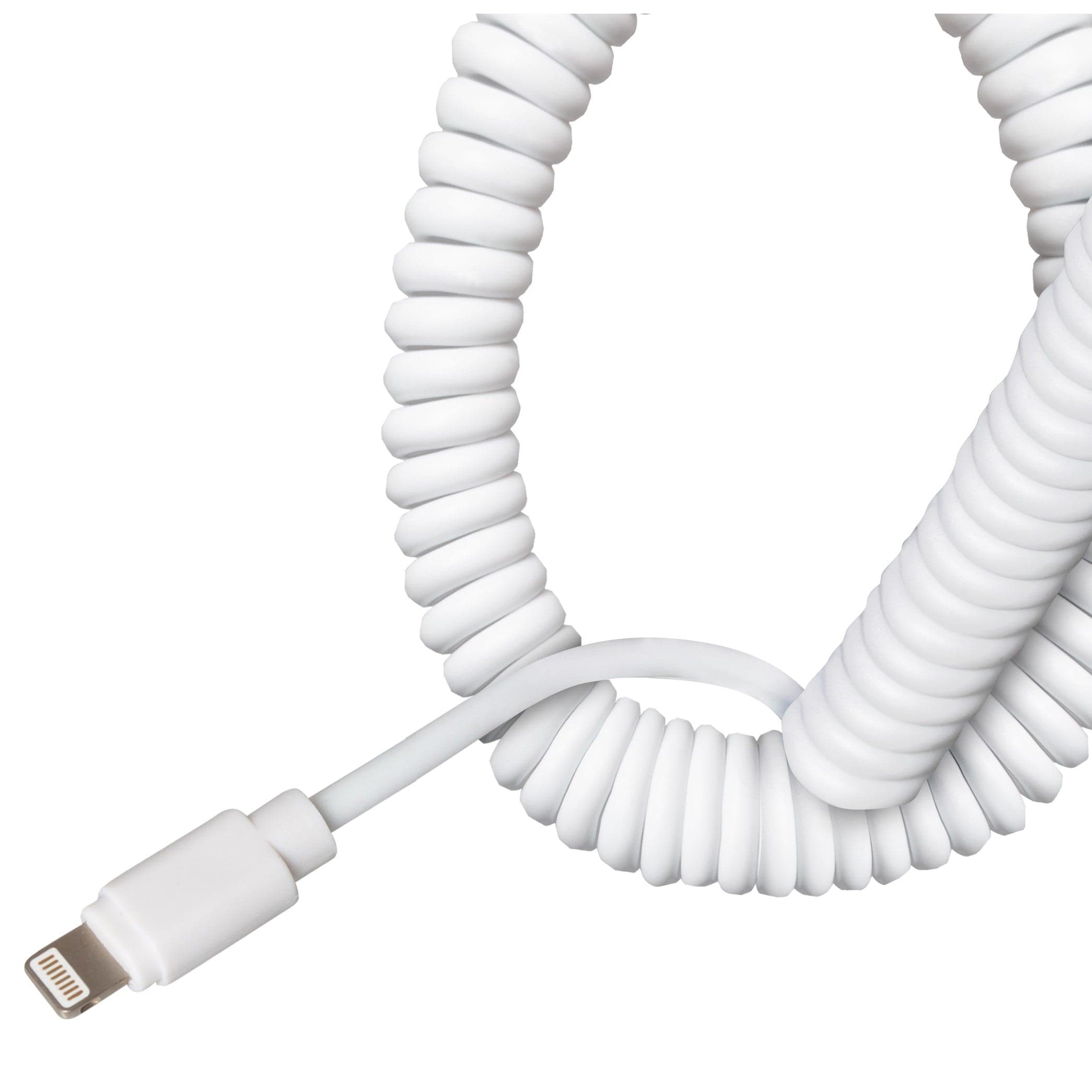 Maplin Premium Apple MFI Certified Lightning to USB-A 2.0 Coiled Cable - White, 0.5m