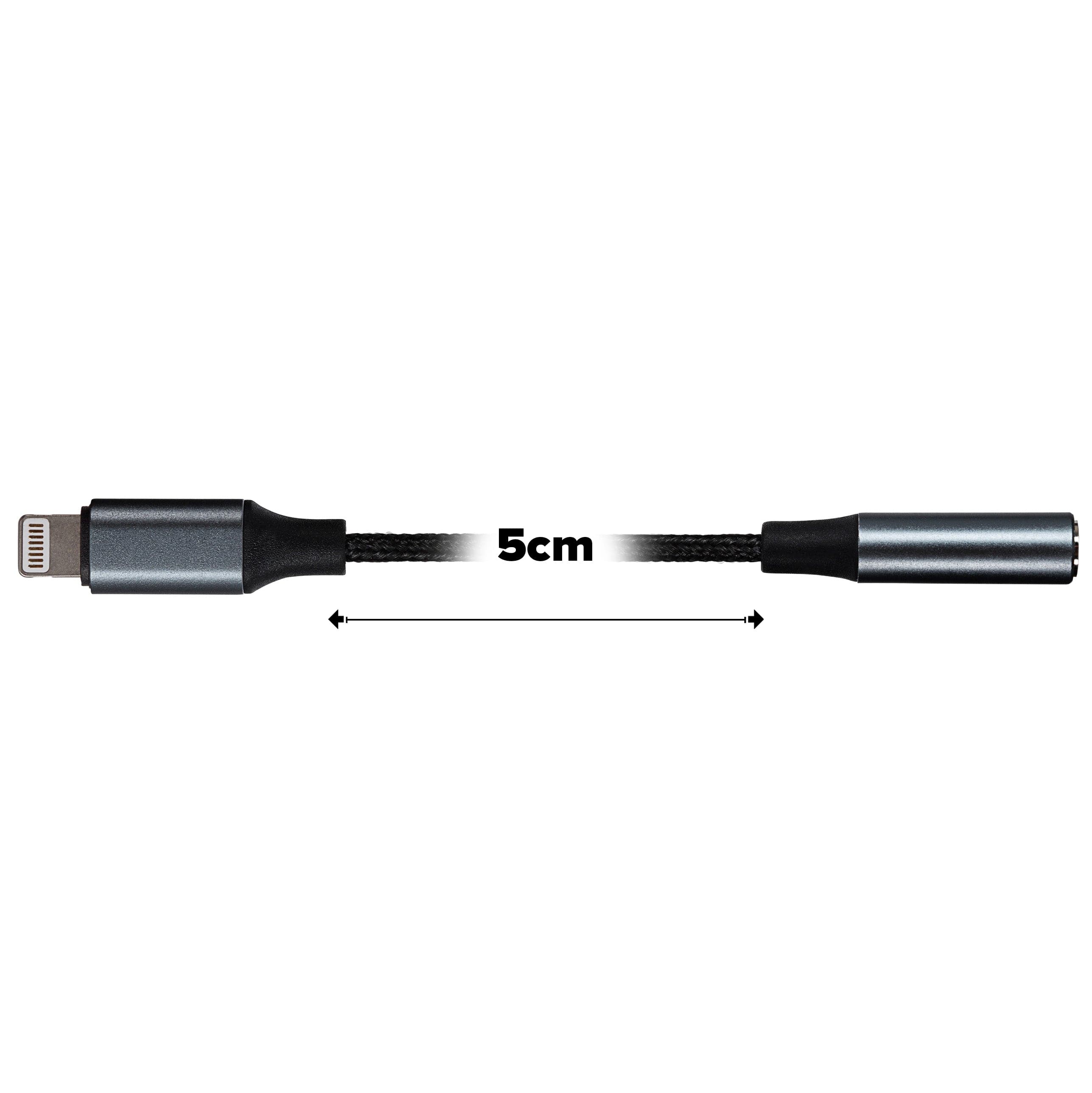 Maplin Lightning to 3.5mm Female Headphone Jack Audio Adapter - Black, 5cm
