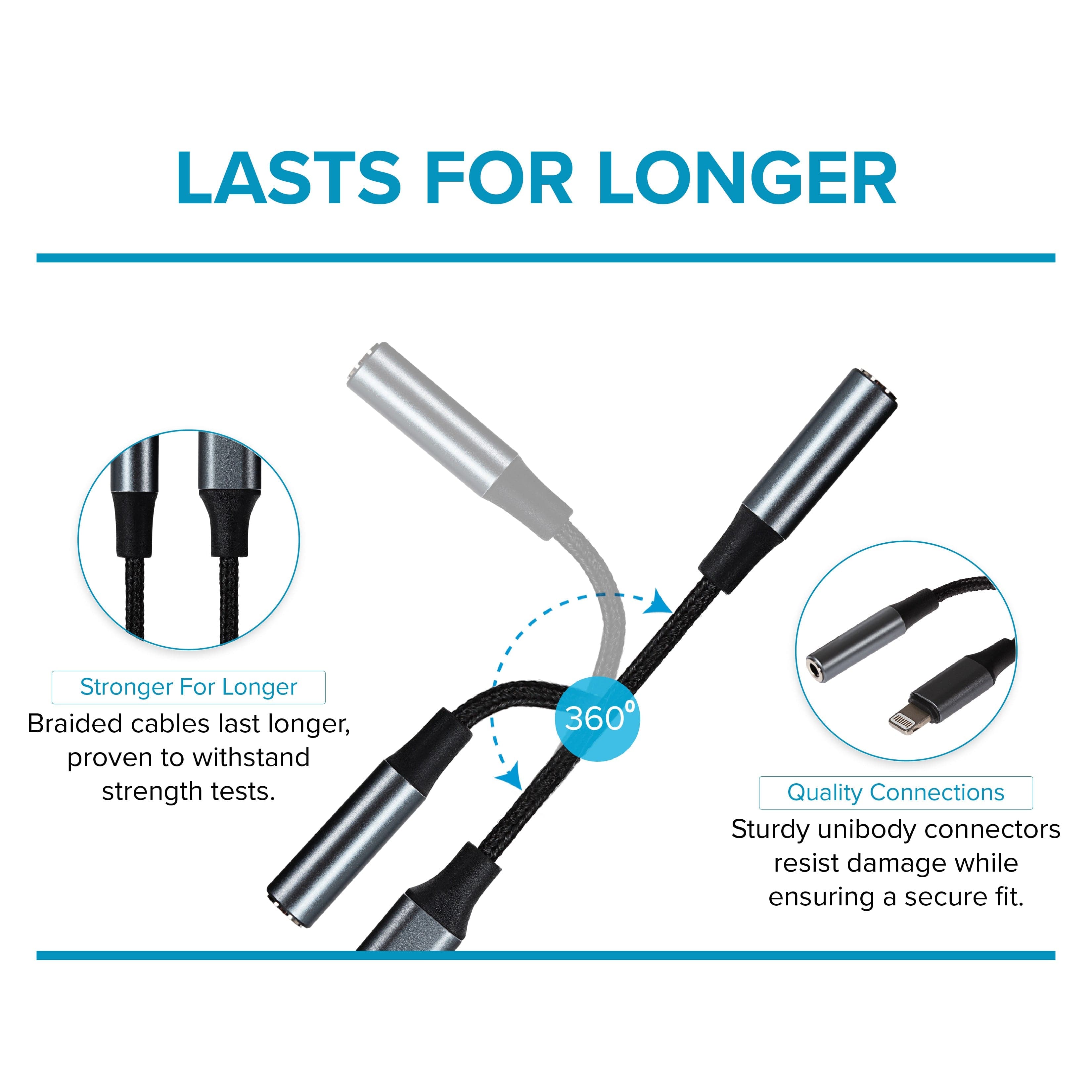 Maplin Lightning to 3.5mm Female Headphone Jack Audio Adapter - Black, 5cm