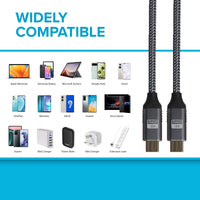 Maplin Pro USB-C to USB-C Gen2 100W 20Gbps Power Delivery Super Speed Data Transfer & Charging Braided Cable - Silver, 3m