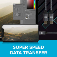 Maplin Pro USB-C to USB-C Gen2 100W 20Gbps Power Delivery Super Speed Data Transfer & Charging Braided Cable - Silver, 3m